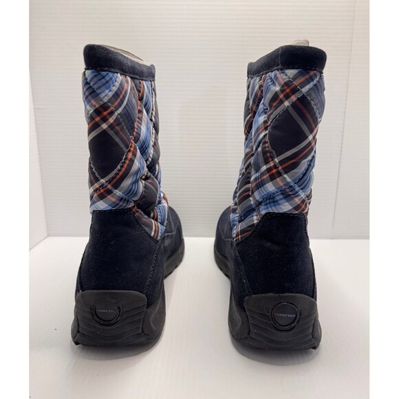LANDS’ END Snow Winter Boots Navy Suede Plaid Quilted Design New Size 9 (Bx X) - Picture 3 of 12